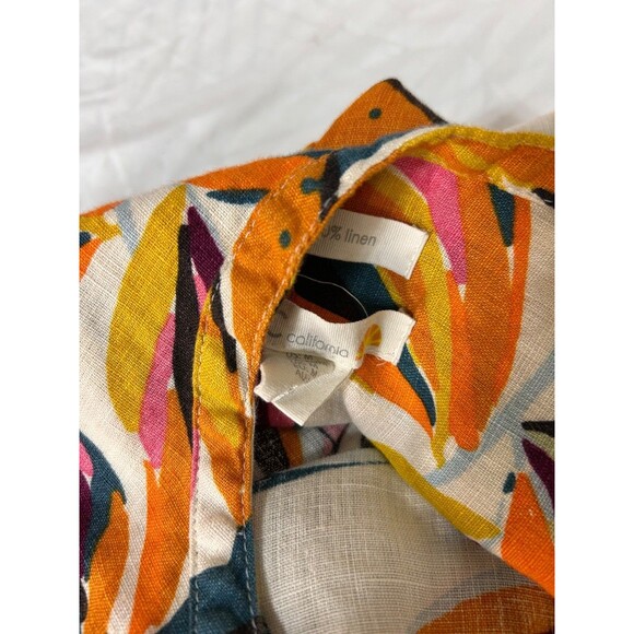 C&C California Sleeveless Tank Top Shirt Size M 100% Linen Tropical Lemon Beach - Picture 7 of 8